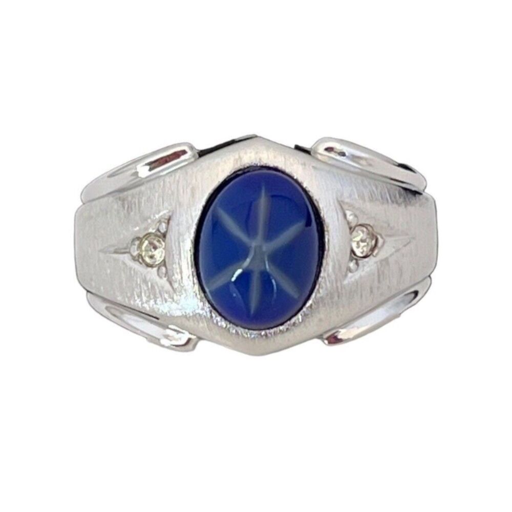 Vintage 1960s Ring Size 12 Uncas Simulated Star Sapphire Mid Century - 14Q